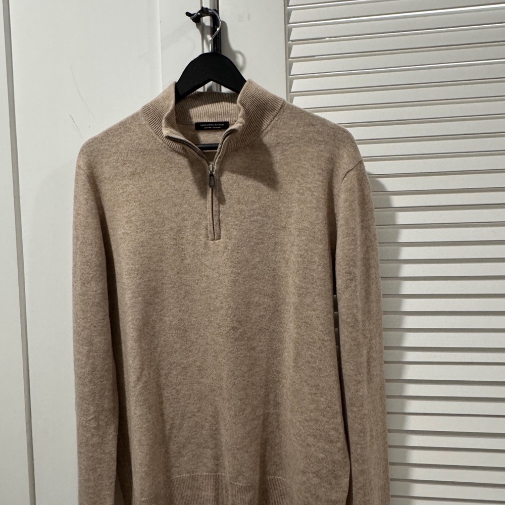 Men's Beige Quarter-Zip Sweater
